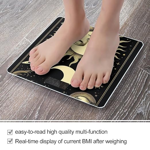 Men's Fashion Automatic Switch Digital Bathroom Weighing Scale Smart Scale Tarot Card Magic Boho Vintage Sun Moon Stars