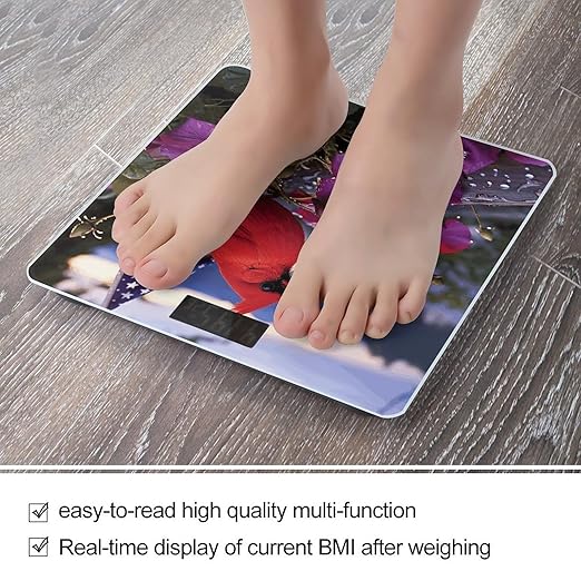 Purple Morning Glory Bathroom Scale for Body Weight 400 Lb Weight Scale with High Precision Sensors Tempered Glass Highly Accurate Digital Weighing Machine for People