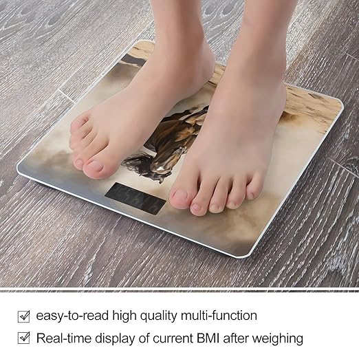 Three Running Horses Digital Bathroom Scale for Body Weight Weighing Scale with Backlit LCD Display High Precision Measurements &amp Measures Weight Up to 180kg