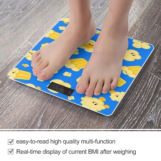 Popcorn Pattern Weight Scale Large Digital Bathroom Scales with Bright LED Display Non Slip Digital Scale and Step On Fashion Weighing Machine for Body