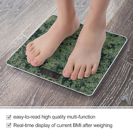 Green Army Digital Camouflage Smart Scale for Body Weight Accurate Bathroom Scale with LED Display Digital Weight Scales Weighing Machine High Precision Scales for Bath Home