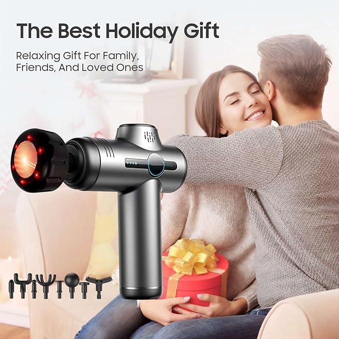 Massage Gun with Heat Compact Handheld Massager for Home Office &amp Gym Mini Massage Gun with 7 Massage Heads Quiet and Portable