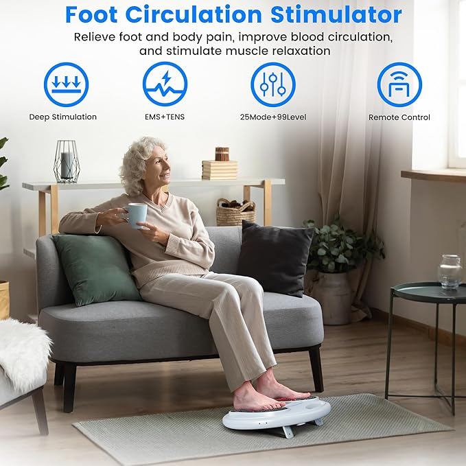 EMS Foot Massager for Neuropathy Medic Foot Circulation Stimulator with 25 Modes 99 Intensities Nerve Stimulator for Neuropathy Plantar Fasciitis