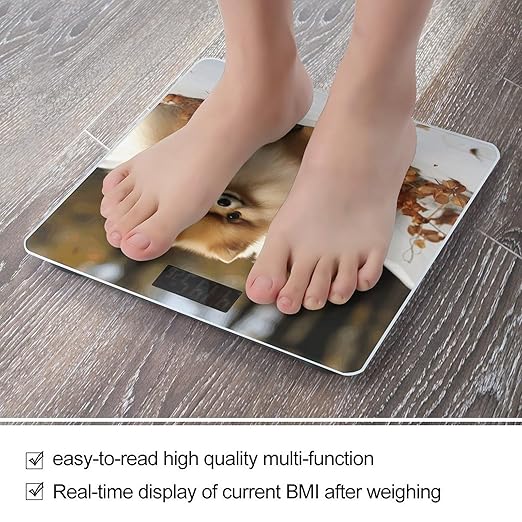 Cute Pomeranian Scale for Body Weight Digital Bathroom Scale Accurate Smart Weight Scales with Large Display Weighing Machine High Precision Scales