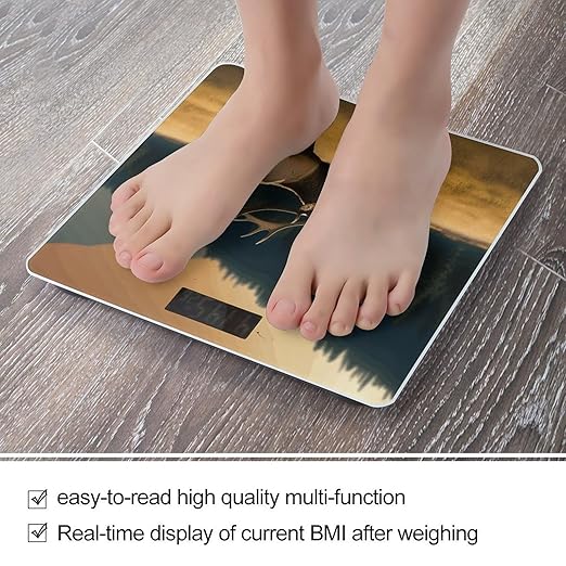 Elk in The Meadow Bathroom Scale Weight Scale for Body WeightHighly Accurate Digital Weighing Machine Clear LED Display Digital Bathroom Body Scale 400lb/182kg