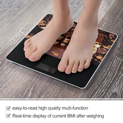 Wafers Dripping with Chocolate Smart Scale for Body Weight Accurate Bathroom Scale with LED Display Digital Weight Scales Weighing Machine High Precision Scales for Bath Home