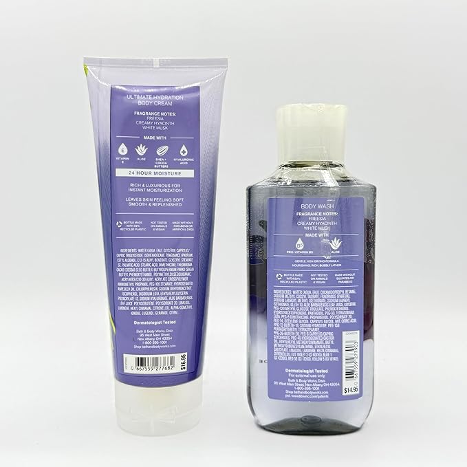 Bath &amp Body Works Freesia 2-Piece Set | Includes: 8-Ounce Ultimate Hydration Body Cream and 10-Ounce Body Wash