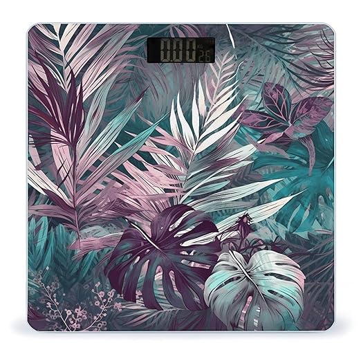 Palm Leaf Pattern Scale for Body Weight Digital Bathroom Scale Accurate Smart Weight Scales with Large Display Weighing Machine High Precision Scales