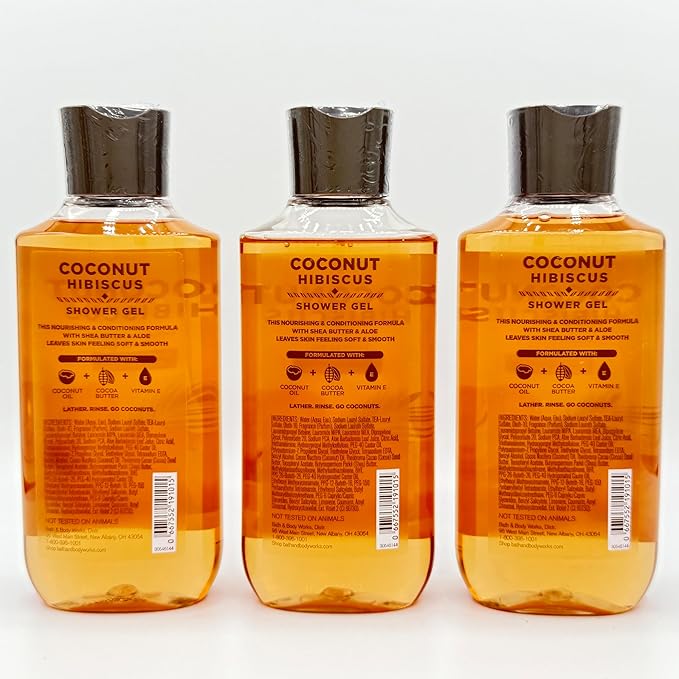 Coconut Hibiscus Bath &amp Body Shower Gel Bundle | Set of Three 10-Ounce Bottles