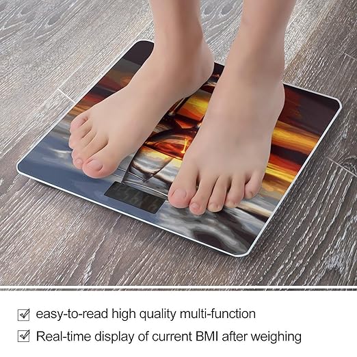 Sunset Wine Glass Weight Scale Digital Electronic Scales Bathroom Scale Larg LCD Backlight Display High Precisio MeasurementsTempered Glass
