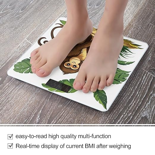 Monkey and Plant Scale for Body Weight Digital Bathroom Scale Toughened Glass High Precision Scales for Body Weight with Large LCD Backlight Display Weight Scales
