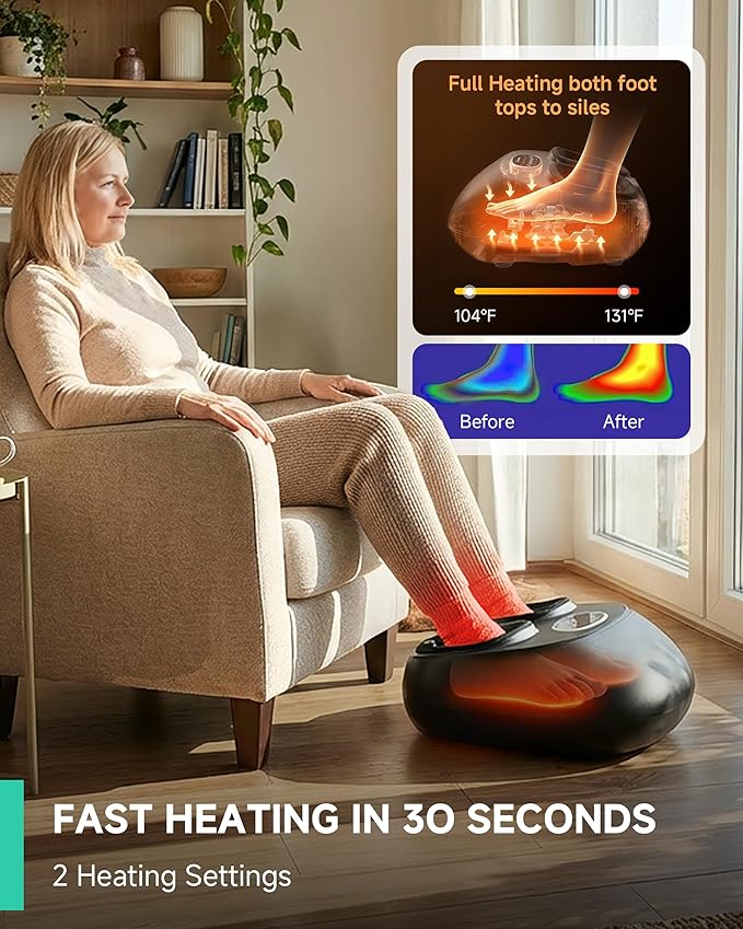 Snailax Shiatsu Foot Massager with Heat FSA Eligible Kneading Compression Vibration Feet Massage Machine for Plantar Fasciitis Neuropathy Foot Warmer Gifts for Women MenSize 13