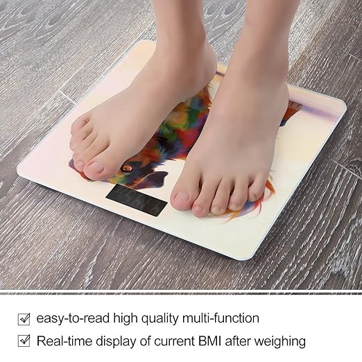 Colorful Fluffy Running Weight ScaleClear LED Display Bathroom Digital Weighing ScaleTempered Glass Digital Bathroom Scale for Body Weight Capacity Up to 400 Lbs