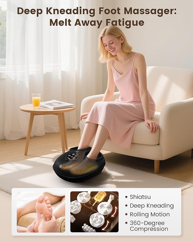 COMFIER FSA Eligibl Foot Massager with Heat HSA Eligibl Shiatsu Foot Massager Machine for Plantar Fasciitis Keading &amp Compression for Neuropathy Pain Fits Up to 14