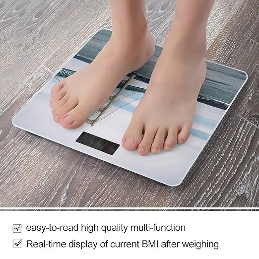 Mackinac Suspension Bridge Scale for Body Weight Anti-Slip Sturdy Tempered Glass Weighing Machine Highly Digital Accurate Bright LCD Bathroom Scale for Household Gift