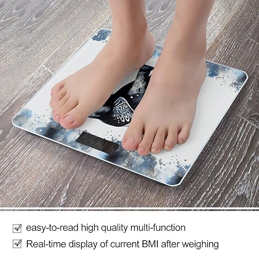 Elephant-Blue Black Bathroom Scale for Body Weight Bathroom Digital Electronic Weighing Scale with Back Lit LED Display Sturdy Tempered Glass Weight Watchers Scales 400lb