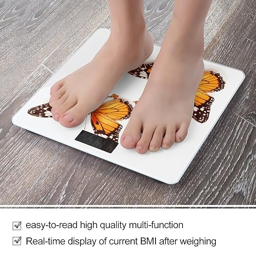 Orange Butterfly Bathroom ScaleHighly Accurate Digital Weighing Machine for People Bright LED Display Weight Scale for The Aldult Home Use