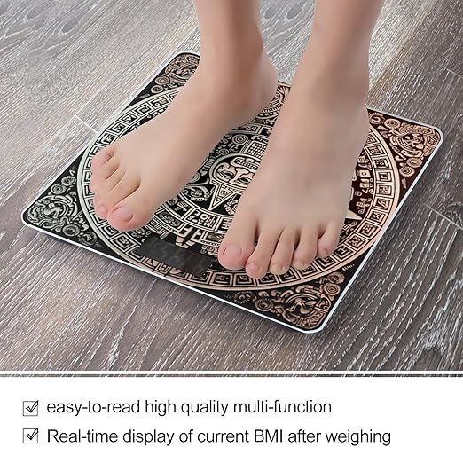 Mayan Calendar End of The World Scale for Body Weight Accurate Digital Bathroom Scale Toughened Glass High Precision Scales Smart Weight Scales with Large LCD Backlight Display Weighing Machine