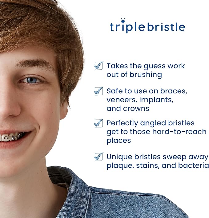 Triple Bristle Original Sonic Toothbrush | Rechargeable 31000 VPM Tooth Brush | Patented 3 Head Design | Angled Bristles Clean Each Tooth | Dentist Created &amp Approved Original