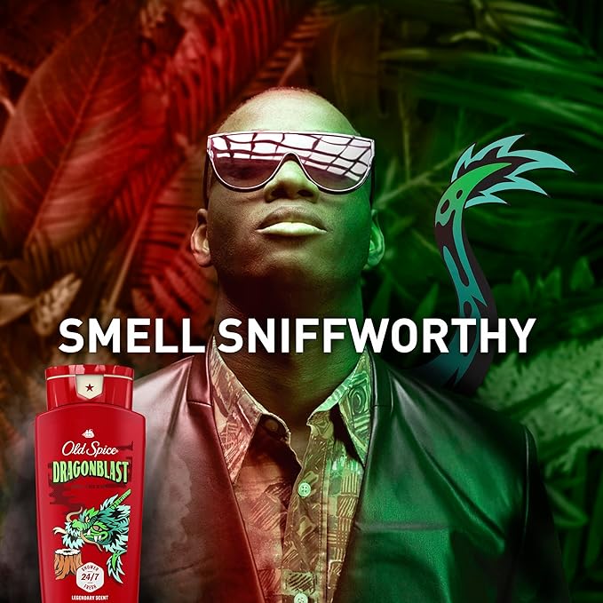 Old Spice Cleansing Body Wash for Men 3X Defense 24/7 Shower Fresh with Lasting Scent 2-in-1 Body &amp Face Wash Dragonblast Scent 24 oz (Pack of 4)