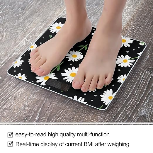 Smart Scale for Body Weight Digital Bathroom Weighing Scale Energy Saving Scale Daisy Flower Floral Polka Dot