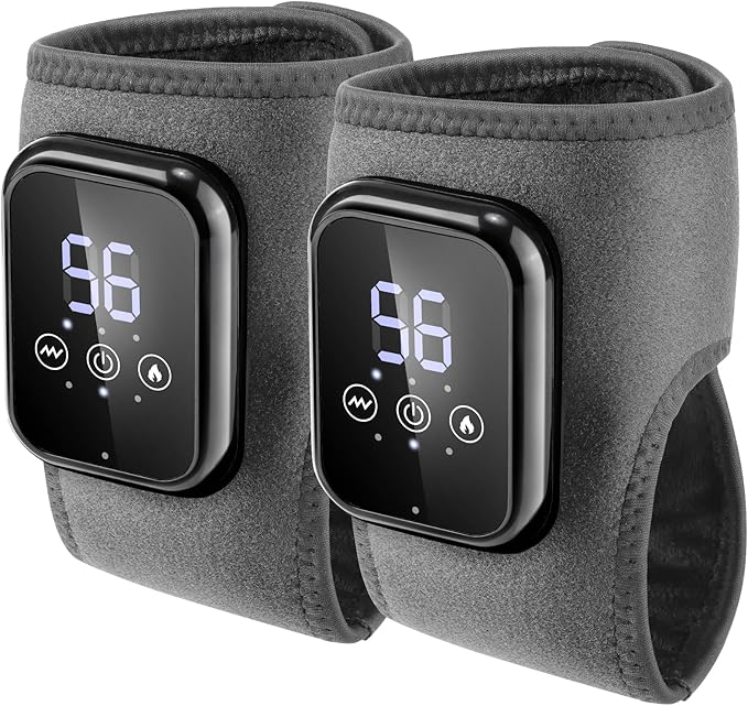 2 Pack Cordless Ankle Massager for Pain Relief Ankle Heating Pads for Pain Heated Ankle Massager for Pain Rechargeable Feet Heating Pads Feet Massage 3 Heat Levels 3 Massage Modes