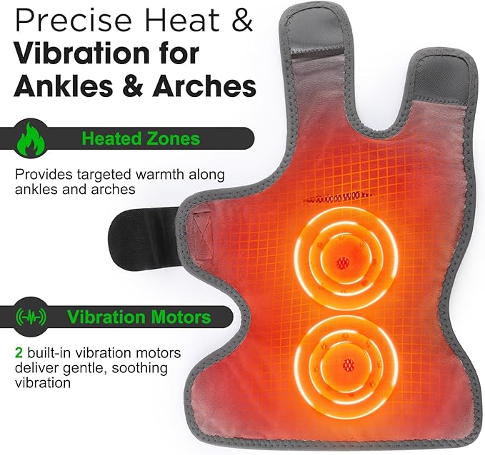 Cordless Foot and Ankle Massager for Pain Relief Ankle Heating Pad with Massage Foot Massage with Heating Foot Heel Pain Relief Adjustable Timer 6 Heat Levels 3 Vibration Modes Single One