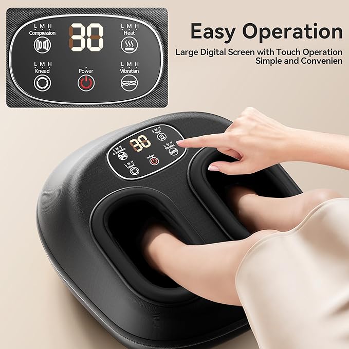 Shiatsu Foot Massager with Heat and Vibration Deep Kneading Compression for Plantar Fasciitis and Neuropathy Relief Fits Men Size 13 Foot Massage Machine Christmas Gift for Women and Men