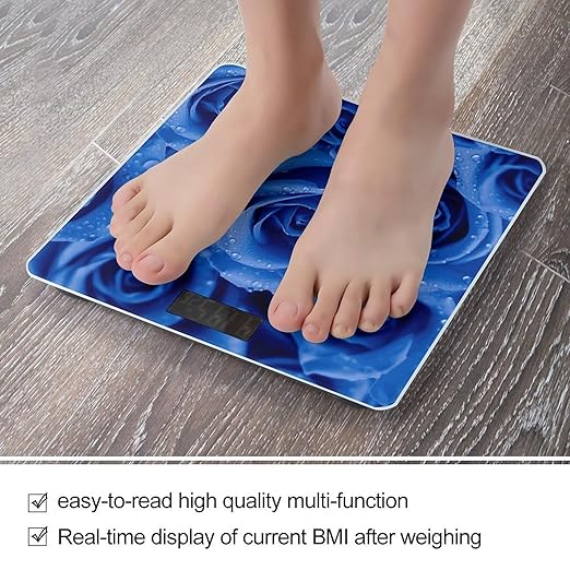 Blue Rose Bathroom ScaleHighly Accurate Digital Weighing Machine for People Bright LED Display Weight Scale for The Aldult Home Use