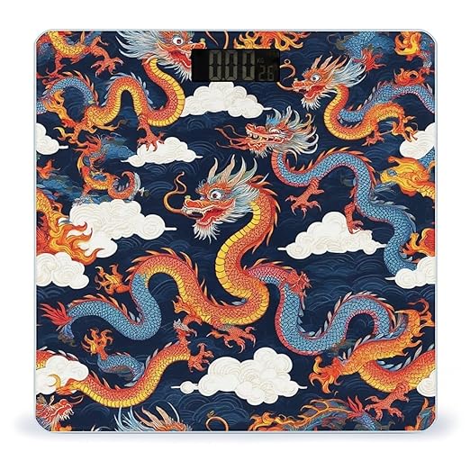 Men's Fashion Automatic Switch Digital Bathroom Weighing Scale Smart Scale Cool Japanes Dragons