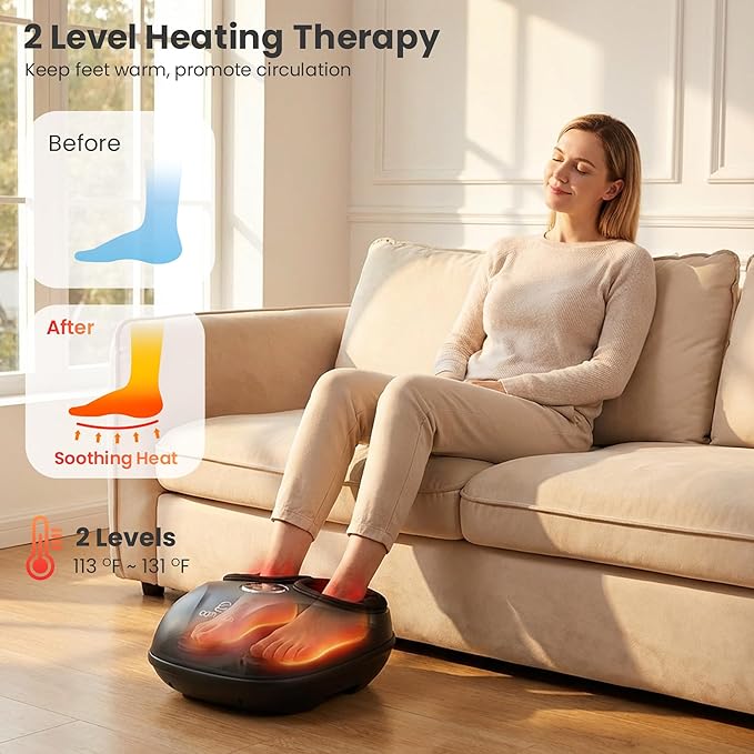 COMFIER HSA Eligible Shiatsu Foot Massager Machine with Heat FSA Foot Massager for Neuropathy Plantar Fasciitis Deep Kneading Feet Massager with HeatUp to Men Size 13 Christmas Gifts for Men Women