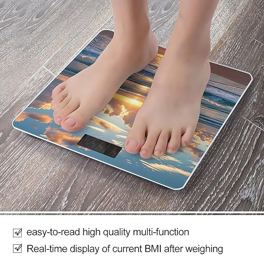 Beach Maui Hawaii Sunset Scale for Body Weight Accurate Digital Bathroom Scale Toughened Glass High Precision Scales Smart Weight Scales with Large LCD Backlight Display Weighing Machine