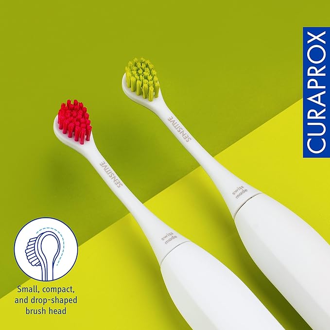 Curaprox Hydrosonic Brush Heads Rainbow Sensitive Duo – for Gentle Gum Care &amp Precise Cleaning | Magenta/Green 2-Pack | Compatible with All Sonic Models | Swiss Made
