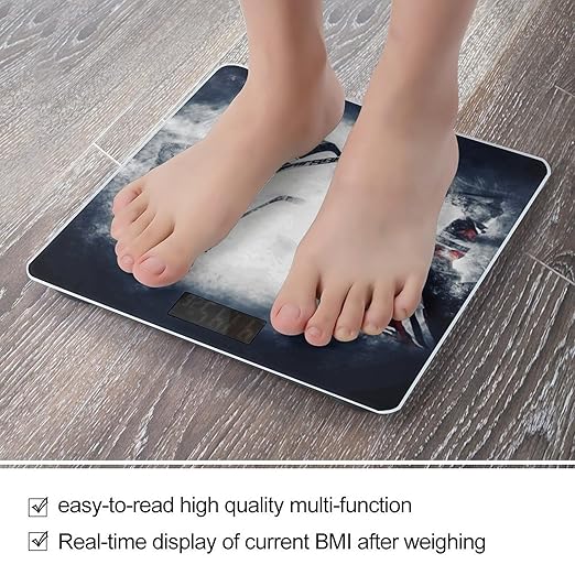 Digital Bathroom Scale for Body Weight Scale with Bright LCD Display High Accuracy Step-On Technology Auto On/Off Ice Hockey Art Digital Scales 400 Lbs /180kg