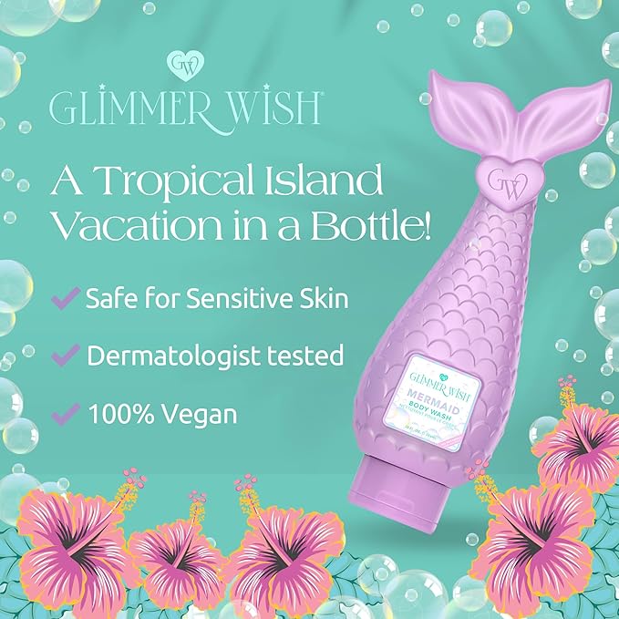Glimmer Wish Mermaid Body Care Bundle – Shimmering Body Wash &amp Whipped Body Butter | Ocean Breeze Scent | Vegan Cruelty-Free Sulfate-Free Dermatologist Tested