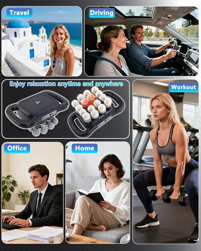 16-Head Massage Gun Deep Tissue Percussion Massager with 9 Modes &amp 9 Intensities 2600mAh Battery Back Massager for Pain Relief Deep Tissue for Muscle Pain Relief in Back Legs Shoulders