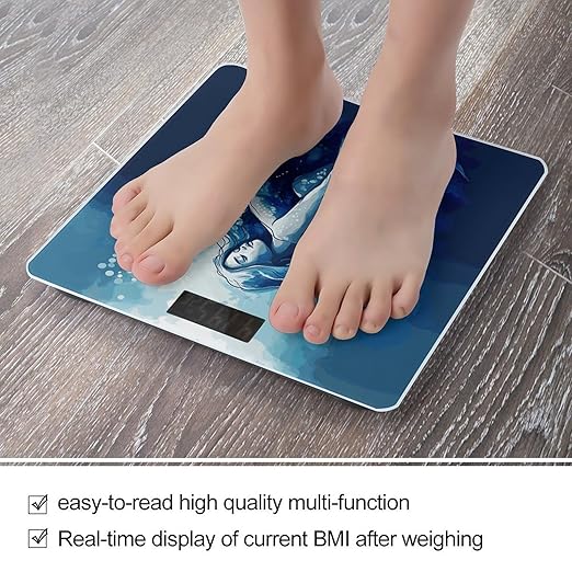 Blue Mermaid Bathroom ScaleHighly Accurate Digital Weighing Machine for People Bright LED Display Weight Scale for The Aldult Home Use