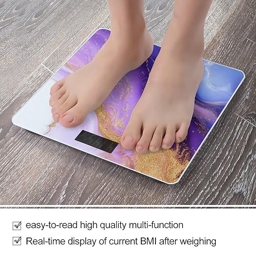 Smart Scale for Body Weight Automatic Switch Digital Bathroom Weighing Scale Purple Gold Marble