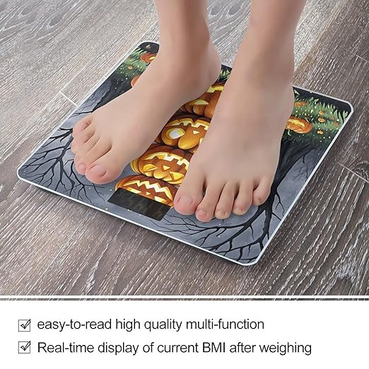 Pumpkin Pumpkin Pumpkin Bathroom Scale for Body Weight Bathroom Weighing Scales with Back Lit LED Display Sturdy Tempered Glass Body Weight Bathroom Scale 400lb Weighing