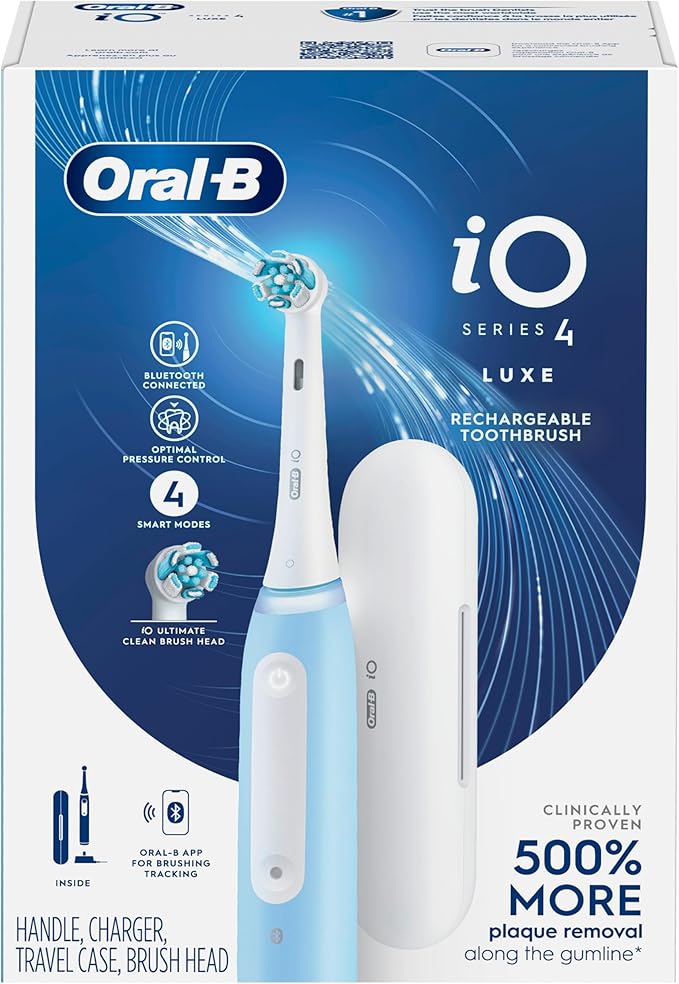 Oral-B iO Series 4 Electric Toothbrush with (1) Brush Head Rechargeable ICY Blue