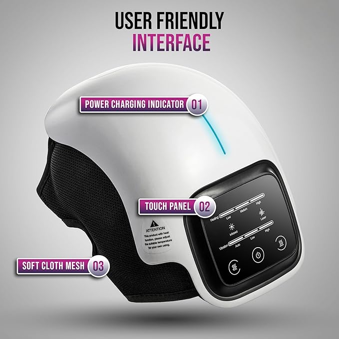 CAP &amp BOW Knee Massager Heat Red Light Therapy