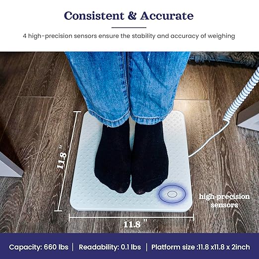 Medical Scale - Heavy Duty 660 lb High Capacity Wrestling Scale for Body Weight with Easy to Read LCD Display Physician Scale Professional Medical Grade Scale for Doctor Home Gym Office