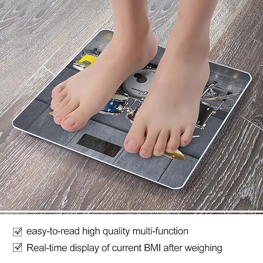 Cool Drum Set Scale for Body Weight Highly Accurate Digital Bathroom Body Scale Digital Bathroom Scales for People Anti-Slip Large LCD Display Smart Scales