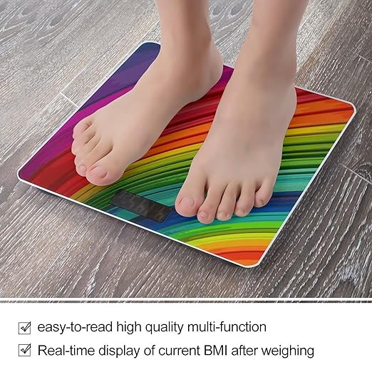 Rainbow Color Stripe Weight Scale Digital Electronic Scales Bathroom Scale Larg LCD Backlight Display High Precision MeasurementsTempered Glass