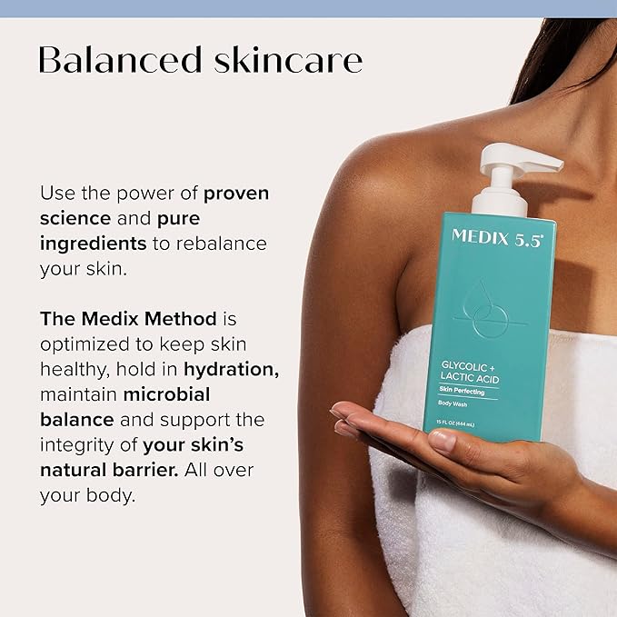 Medix 5.5 Fragrance Free Retinol Age Rewind Cream + Glycolic Acid Exfoliating Body Wash Set
