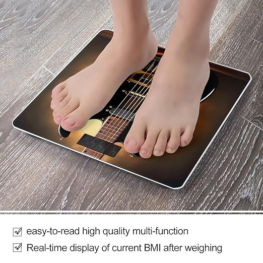 Instrumental GuitarScale for Body Weight with LCD High Precision Weighing Scales Fashion Sturdy Tempered Glass Weight Scales Easy-to-Read Digital Bathroom Scale for Daily 400lb