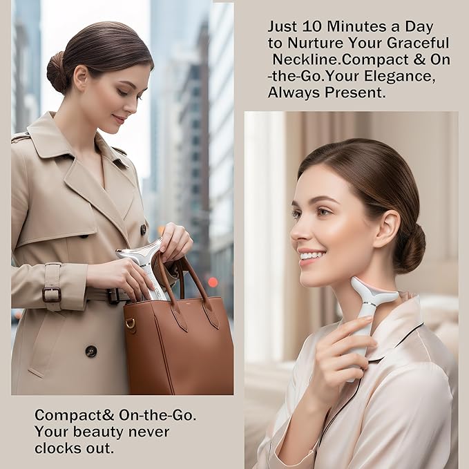 Face and Neck Massager 7-Color LED Light Beauty Tool with Heat and Vibration for Daily Skin Care at Home