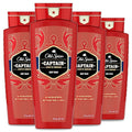 Old Spice Red Collection Captain Scent Body Wash for Men (Pack of 4) 16 Ounce