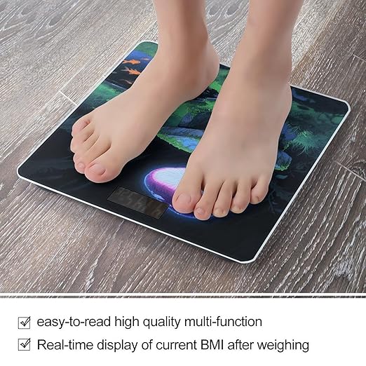 Blacklight Mushroom Bathroom Scale for Body Weight LCD Display Digital Bathroom Scale Tempered Glass Bathroom Weight Scales Fashion Smart Scales for Home Bedroom 400 Lb