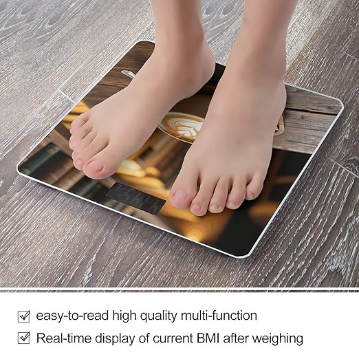 Coffee Weight Scale Cute Bathroom Scale for Body Highly Accurate Digital Weighing Machine for People Compact LCD Display Scales with Sturdy Toughened Glass Scales